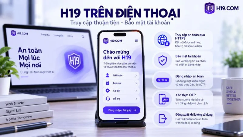 Người dùng thật sử dụng H19 trên điện thoại và bảo mật tài khoản